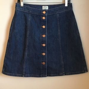 J Crew Denim A-Line Button Front Mini Skirt EUC